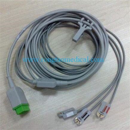 GE multi-link 3 leads ECG cable with AHA (Model:2021141-001)