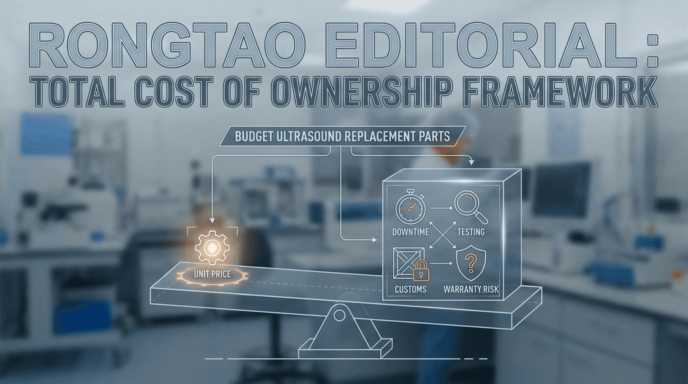 Budget ultrasound replacement parts total cost of ownership framework comparing unit price against hidden downtime, freight, testing, and warranty costs