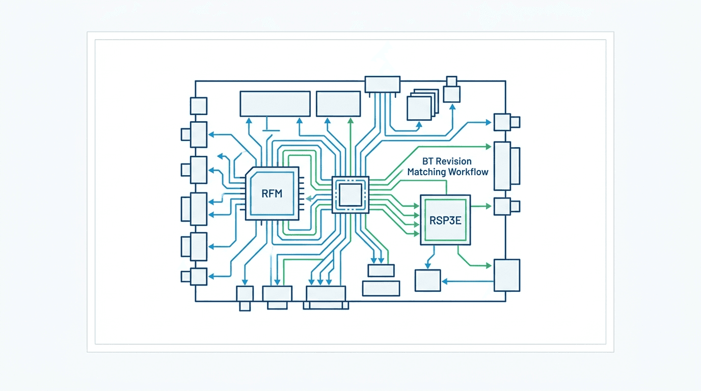 GE Voluson E8 and E8 Expert ultrasound board repair decision path by BT level showing beamformer card cage, RSP3E power supply, motherboard, and revision matching