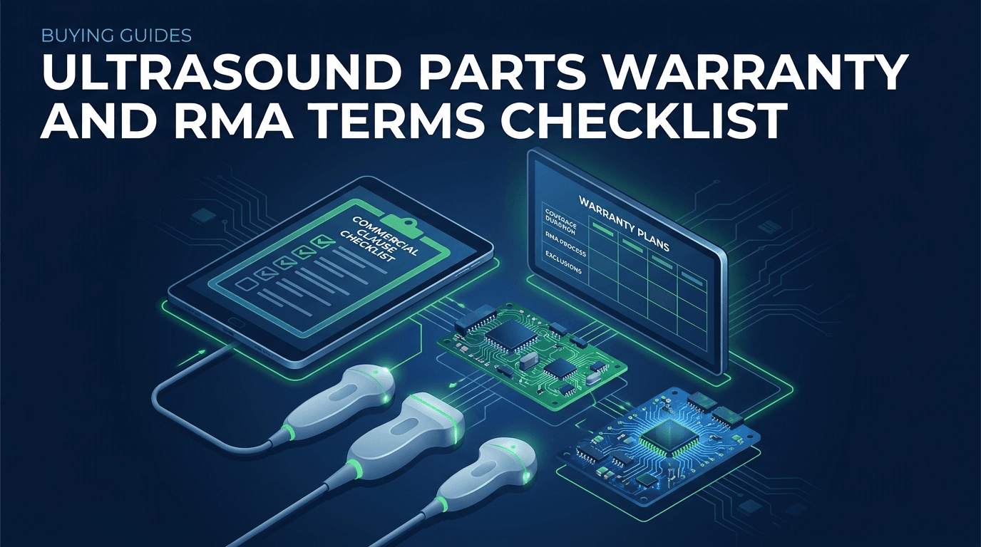 Ultrasound parts warranty comparison checklist showing commercial clauses, RMA workflows, and Incoterms freight responsibilities